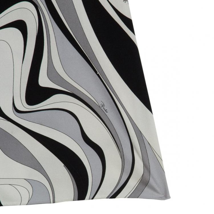 Pre Owned Emilio Pucci Monochrome Print Stretch Dress S