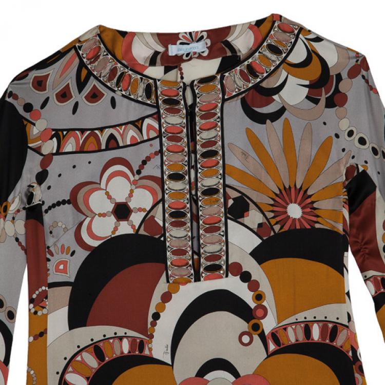 Pre Owned Emilio Pucci Printed Silk Shirt S