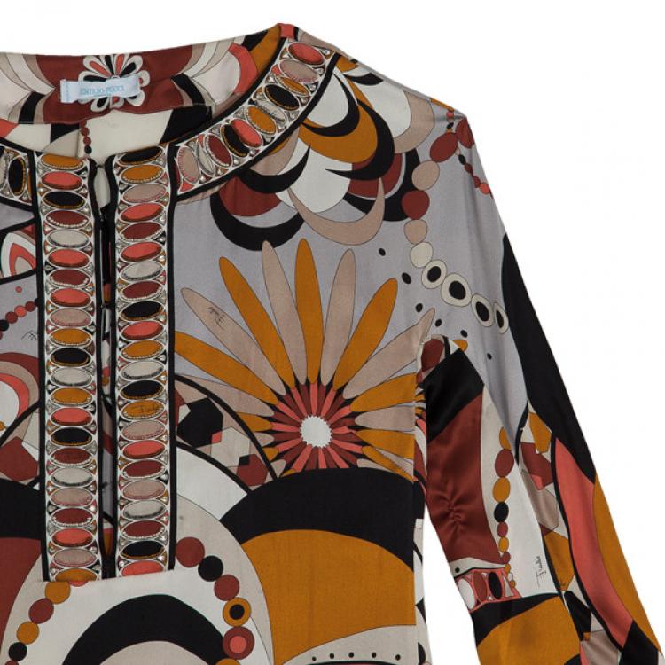 Pre Owned Emilio Pucci Printed Silk Shirt S