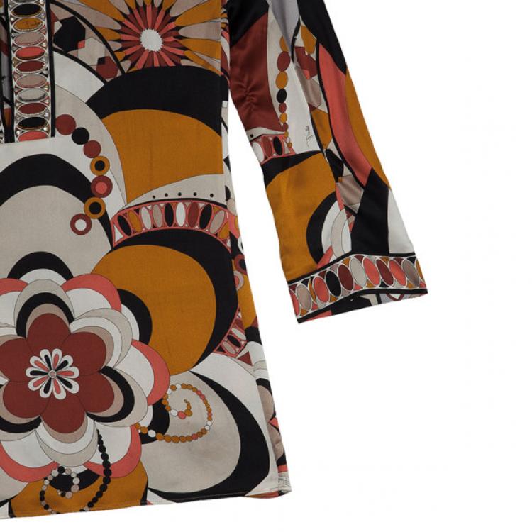 Pre Owned Emilio Pucci Printed Silk Shirt S