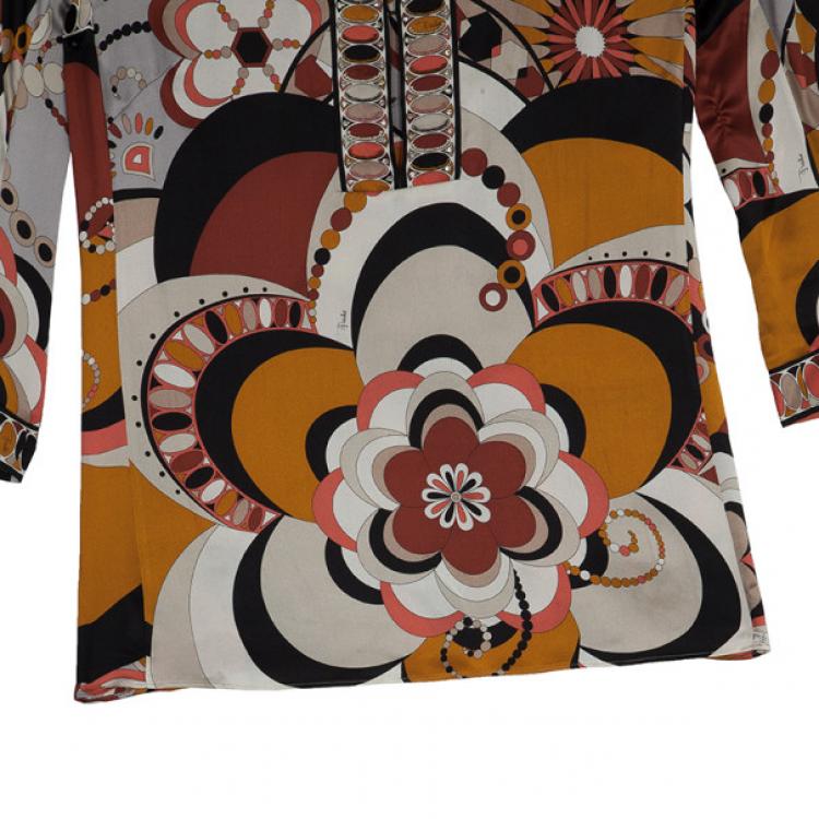 Pre Owned Emilio Pucci Printed Silk Shirt S