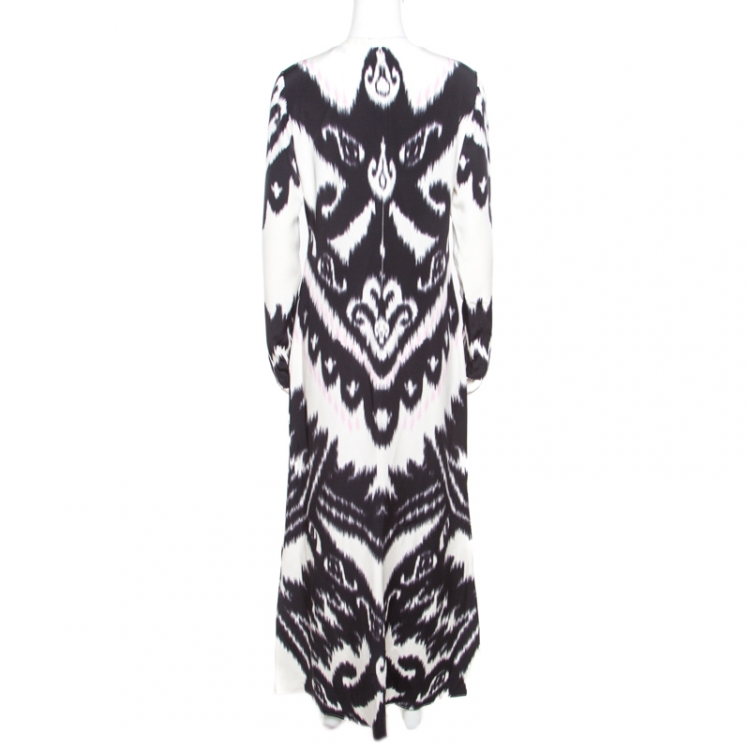 مملوكة مسبقًا Emilio Pucci Multicolor Ikat Printed Silk Long Sleeve Maxi Dress M