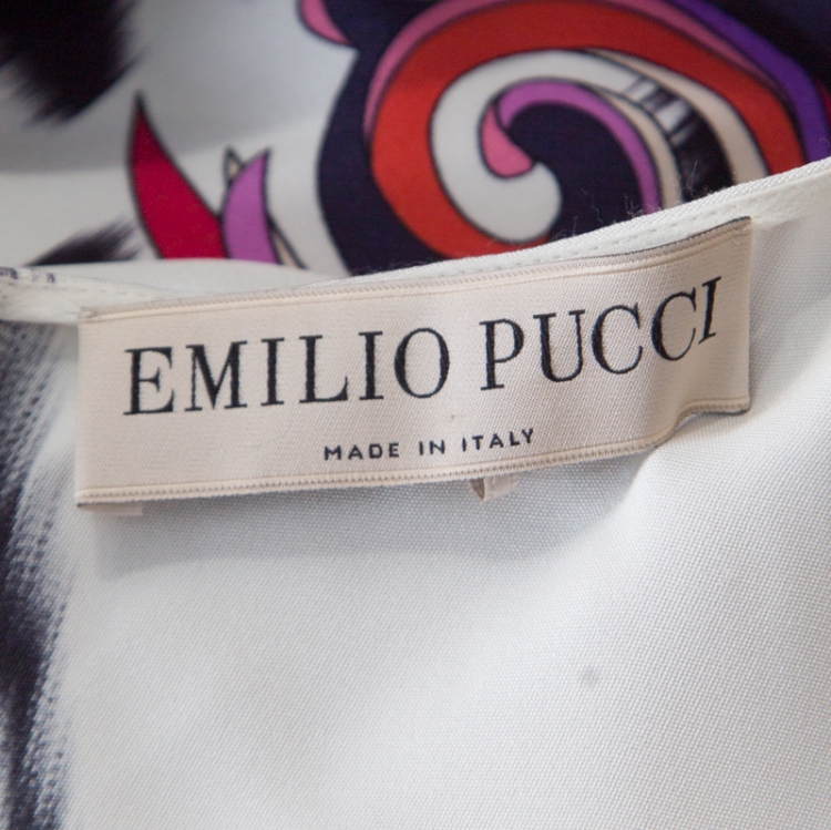مملوكة مسبقًا Emilio Pucci Multicolor Ikat Printed Silk Long Sleeve Maxi Dress M
