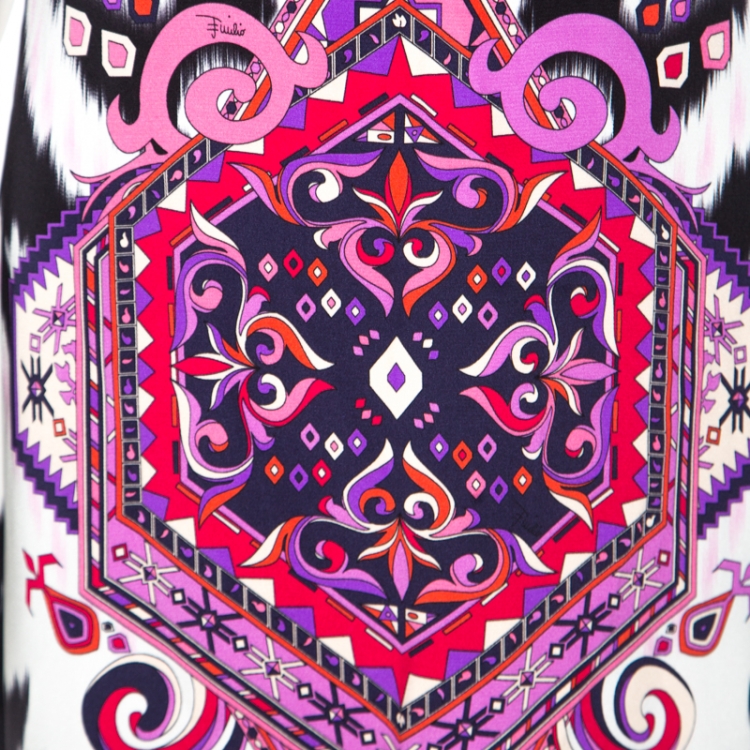مملوكة مسبقًا Emilio Pucci Multicolor Ikat Printed Silk Long Sleeve Maxi Dress M
