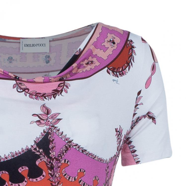 Pre Owned Emilio Pucci Abstract Printed Cotton Top M