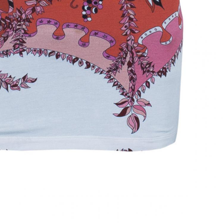 Pre Owned Emilio Pucci Abstract Printed Cotton Top M