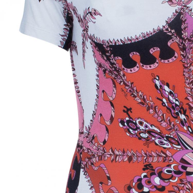 Pre Owned Emilio Pucci Abstract Printed Cotton Top M