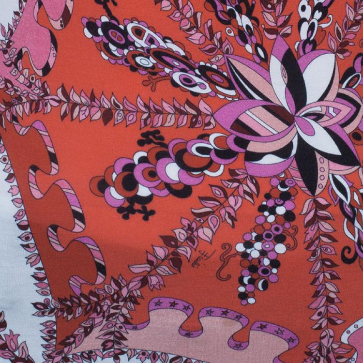Pre Owned Emilio Pucci Abstract Printed Cotton Top M