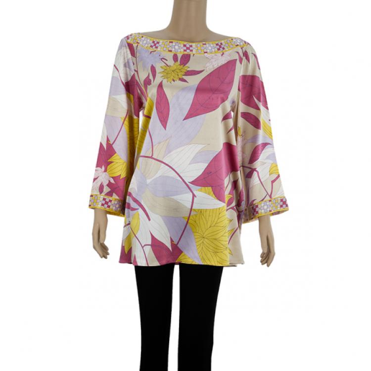 Pre Owned Emilio Pucci Silk Printed Top M