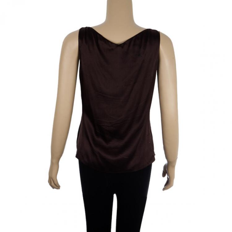 Pre Owned Emilio Pucci Satin Gathered Top M