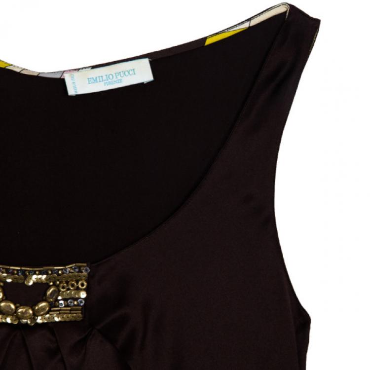 Pre Owned Emilio Pucci Satin Gathered Top M