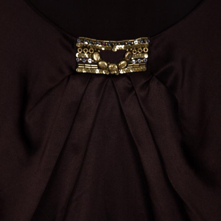 Pre Owned Emilio Pucci Satin Gathered Top M