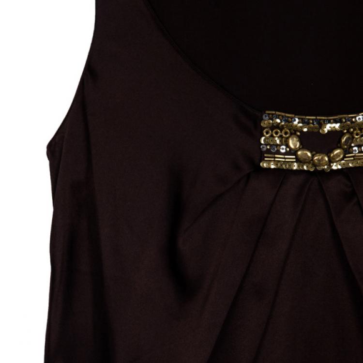 Pre Owned Emilio Pucci Satin Gathered Top M