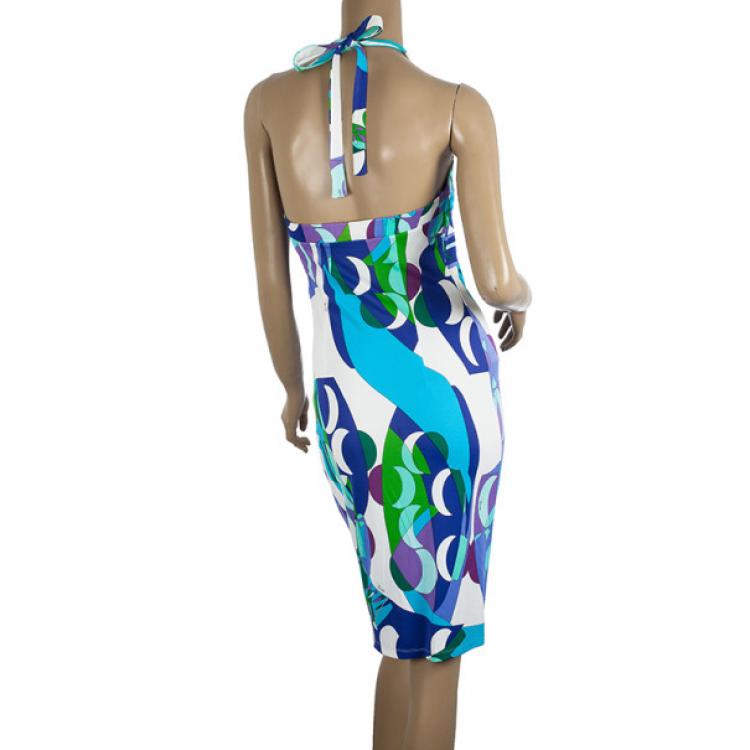 Pre Owned Emilio Pucci Printed Stretch Dress M
