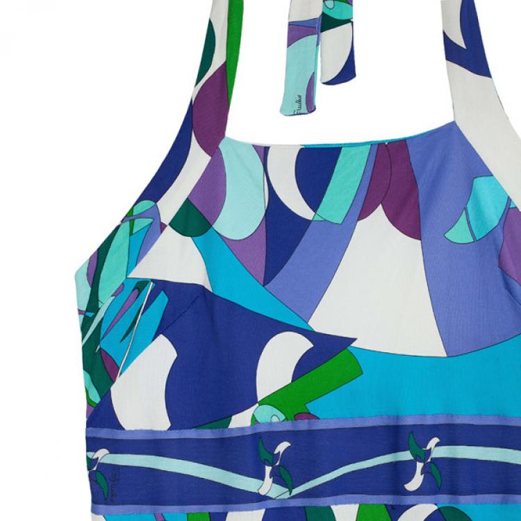 Pre Owned Emilio Pucci Printed Stretch Dress M