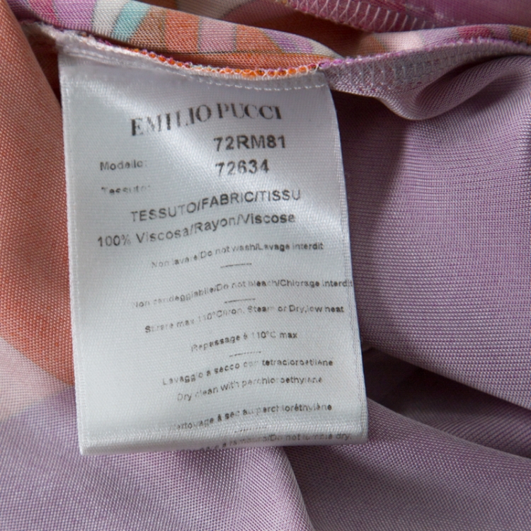 Pre Owned Emilio Pucci Multicolour Classic Print Three Quarter Sleeve Top S