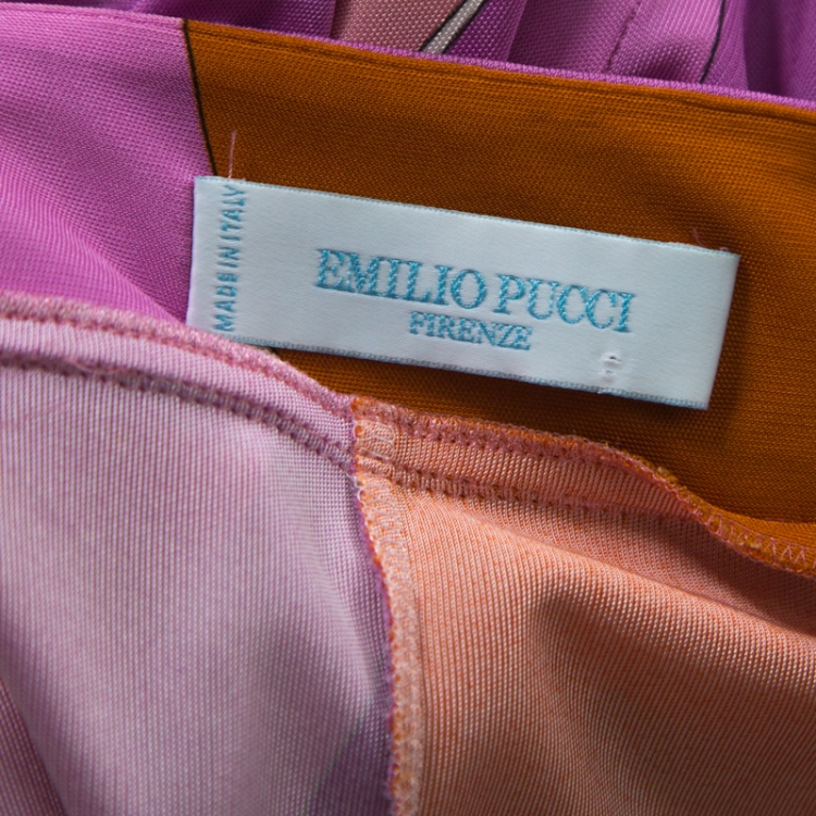 Pre Owned Emilio Pucci Multicolour Classic Print Three Quarter Sleeve Top S