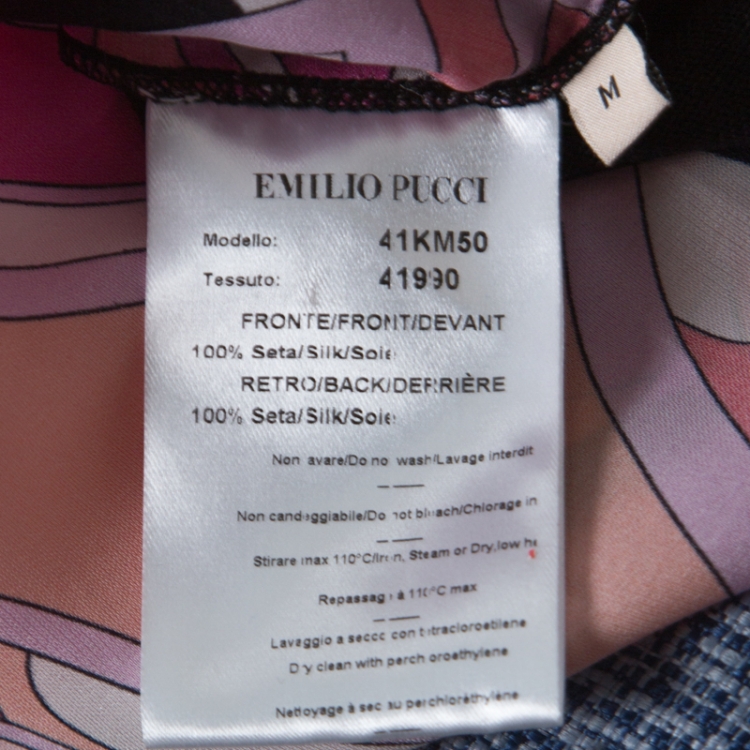 مملوكة مسبقًا Emilio Pucci Pink & Black Signature Print Silk Sleeveless Top M
