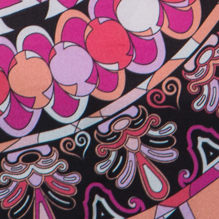 مملوكة مسبقًا Emilio Pucci Pink & Black Signature Print Silk Sleeveless Top M