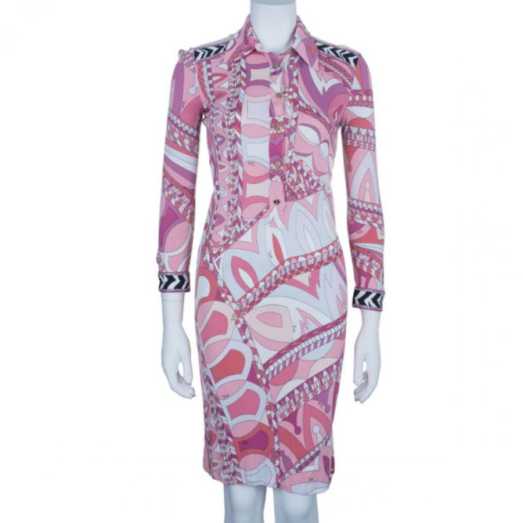 Emilio Pucci Abstract-Print Long-Sleeve Jersey Dress