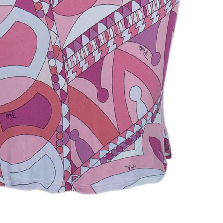 مملوكة مسبقًا Emilio Pucci Pink Abstract Printed Shirt Dress S