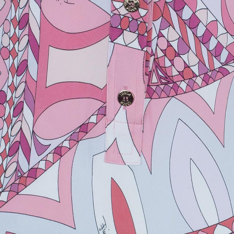 مملوكة مسبقًا Emilio Pucci Pink Abstract Printed Shirt Dress S