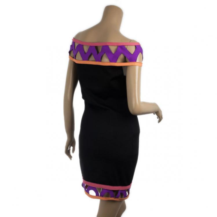 Pre Owned Emilio Pucci Black Color Block Dress M