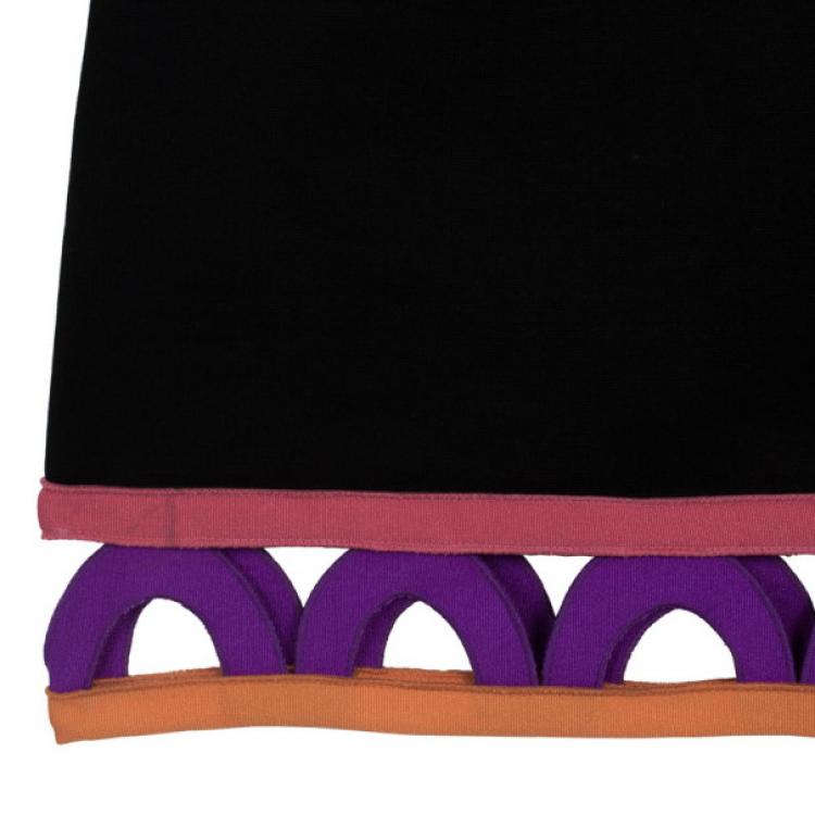 Pre Owned Emilio Pucci Black Color Block Dress M