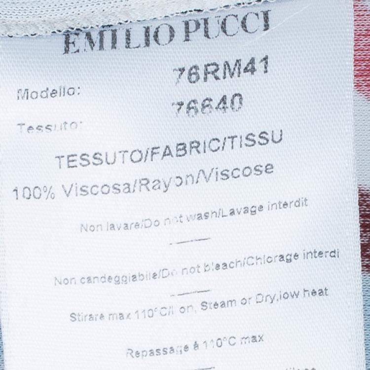 Pre Owned Emilio Pucci Orange Multicolor Belted Tunic Top L