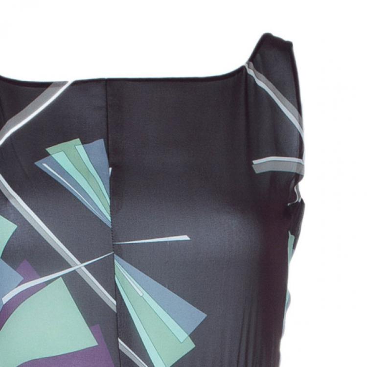 Pre Owned Emilio Pucci Silk Printed Maxi Dress M