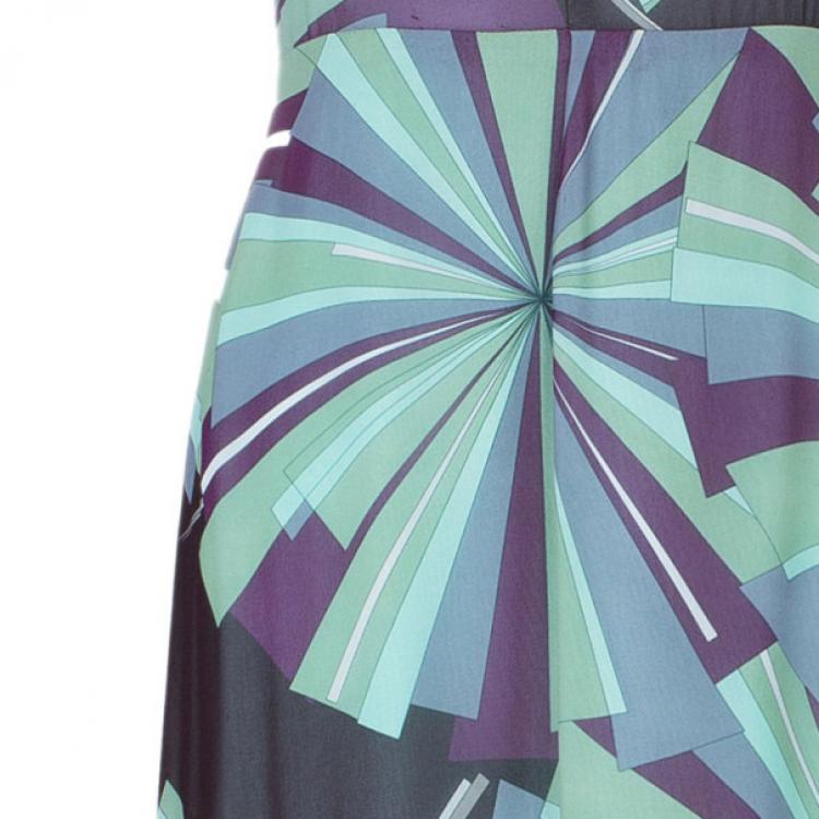 Pre Owned Emilio Pucci Silk Printed Maxi Dress M