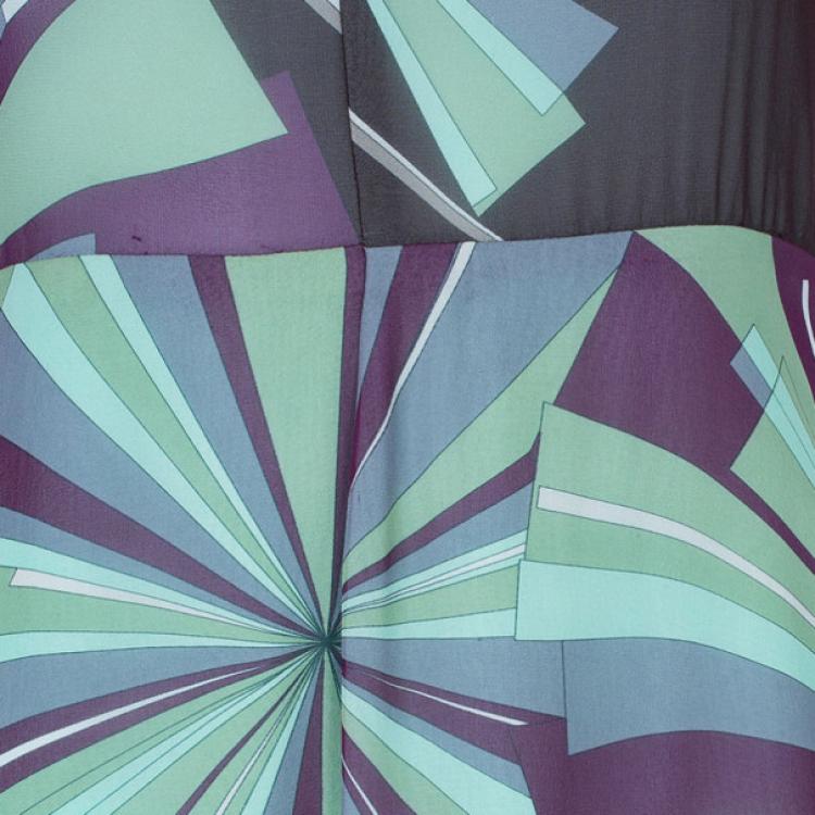 Pre Owned Emilio Pucci Silk Printed Maxi Dress M
