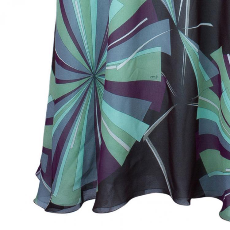 Pre Owned Emilio Pucci Silk Printed Maxi Dress M