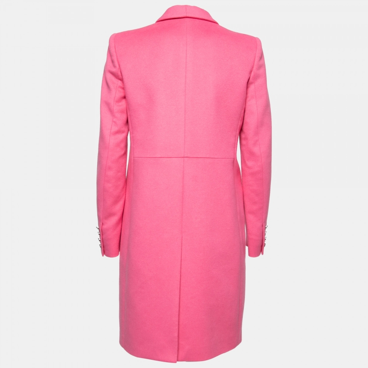 Pre Owned Emilio Pucci Pink Wool Button Embellished Coat S