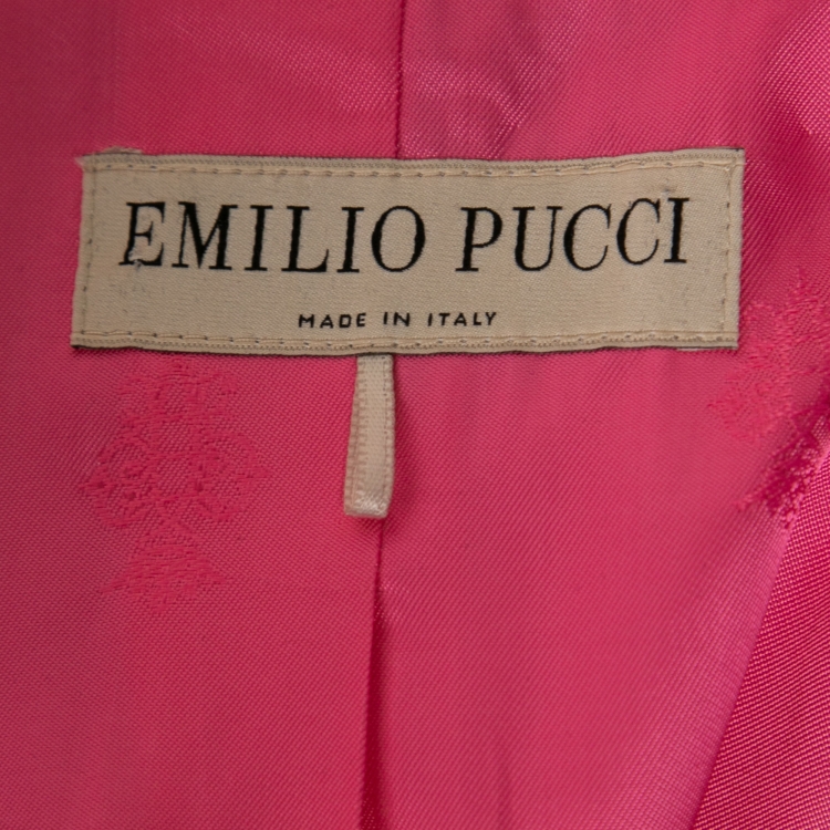 Pre Owned Emilio Pucci Pink Wool Button Embellished Coat S