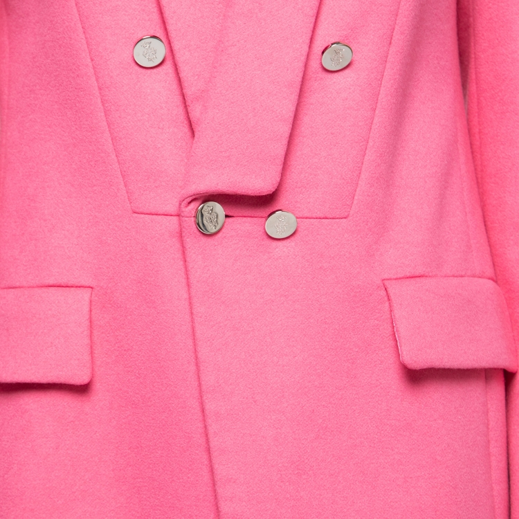 Pre Owned Emilio Pucci Pink Wool Button Embellished Coat S