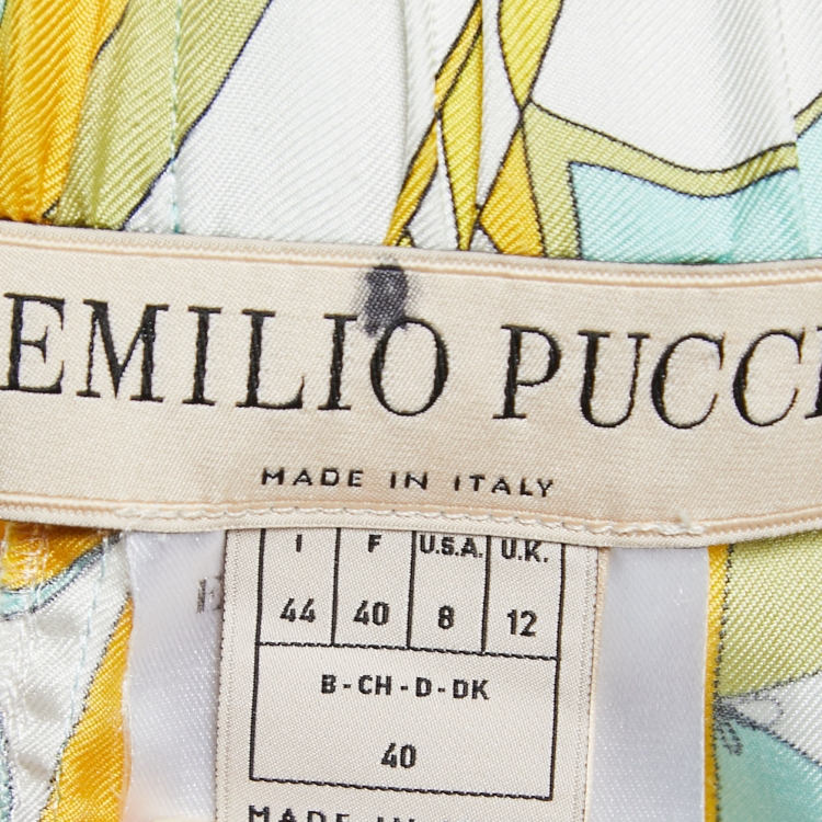 Pre Owned Emilio Pucci Multicolor Printed Silk Mini Shorts M
