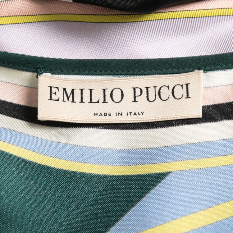 Pre Owned Emilio Pucci Multicolor Oochi Print Silk Maxi Kaftan One Size