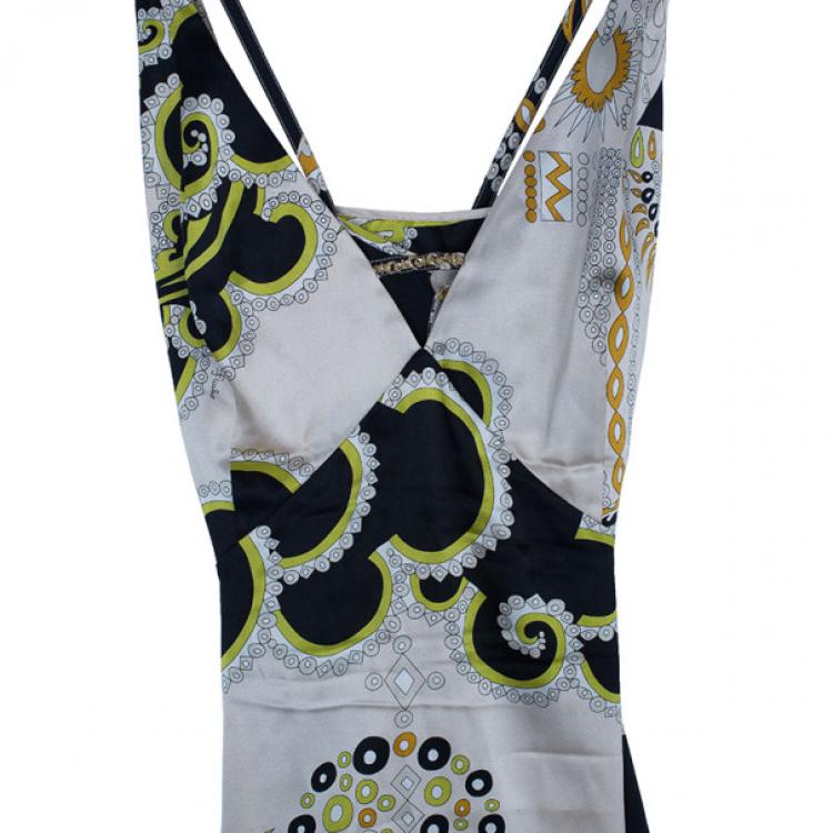 Pre Owned Emilio Pucci Beige Multicolor Silk Sleeveless Top M
