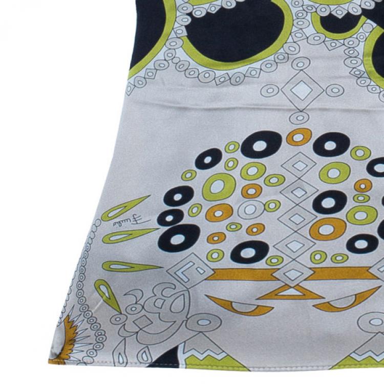 Pre Owned Emilio Pucci Beige Multicolor Silk Sleeveless Top M