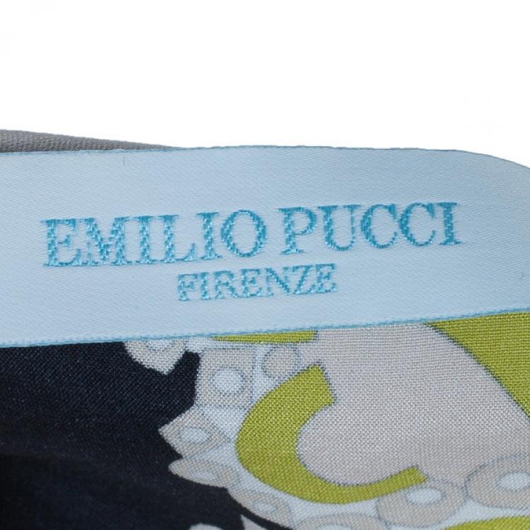 Pre Owned Emilio Pucci Beige Multicolor Silk Sleeveless Top M