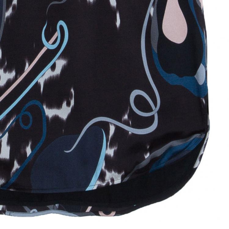 Pre Owned Emilio Pucci Printed Silk and Velvet Dress M