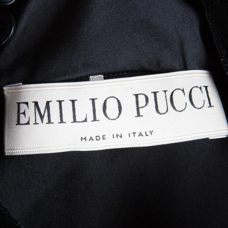 Pre Owned Emilio Pucci Printed Silk and Velvet Dress M