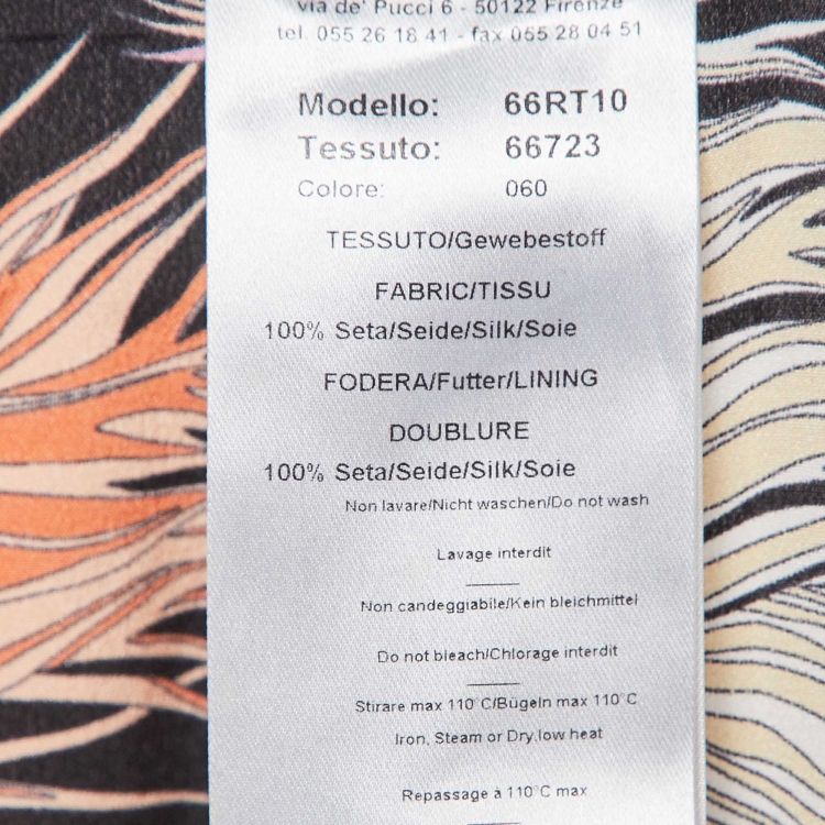 مملوكة مسبقًا Emilio Pucci Black Feather Printed Silk Trouser S