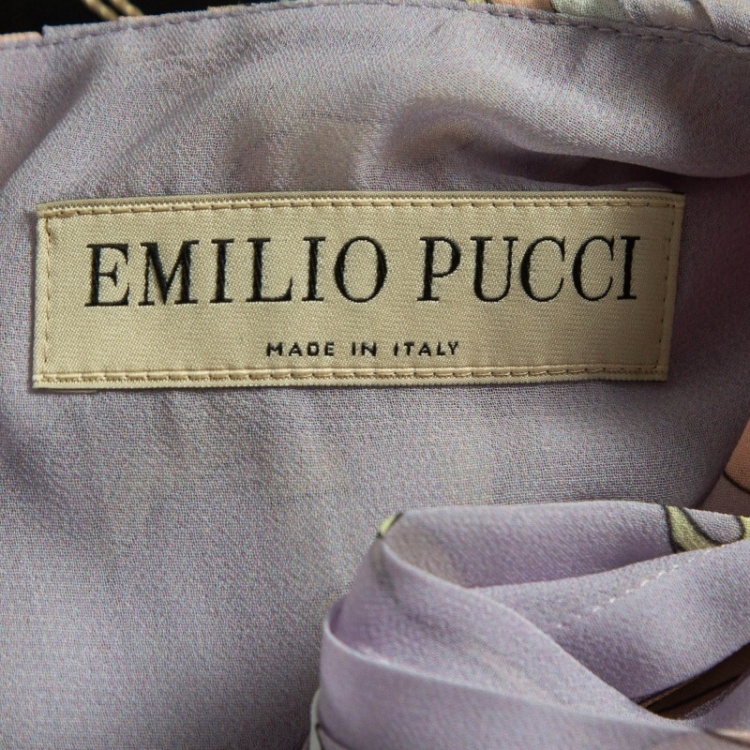 Pre Owned Emilio Pucci Pastel Purple Vortici Print Chiffon Plisse Mini Dress M