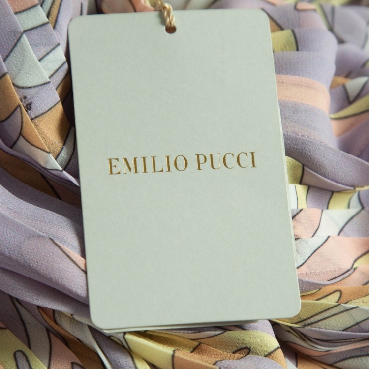 Pre Owned Emilio Pucci Pastel Purple Vortici Print Chiffon Plisse Mini Dress M