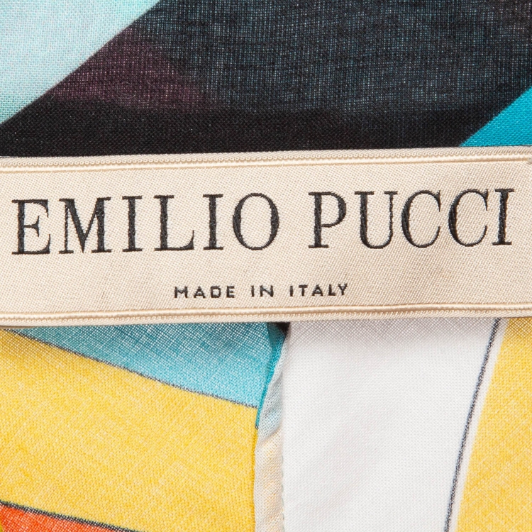 مملوكة مسبقًا Emilio Pucci Multicolor Printed Cotton Flared Sleeve Maxi Dress M