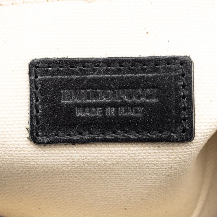 Pre Owned Emilio Pucci Black And White Canvas Marquise Flap Bag