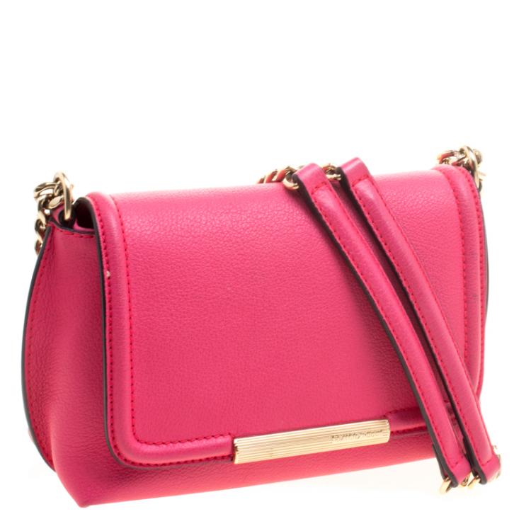 Pre Owned Emilio Pucci Pink Leather Chain Shoulder Bag