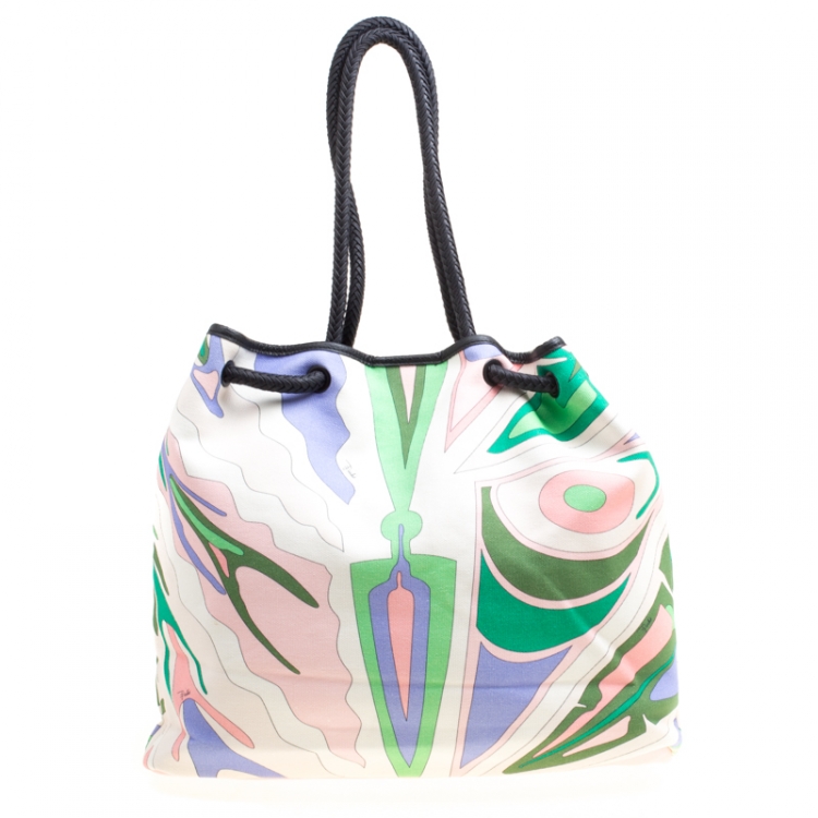 Pre Owned Emilio Pucci Multicolor Printed Canvas Tote